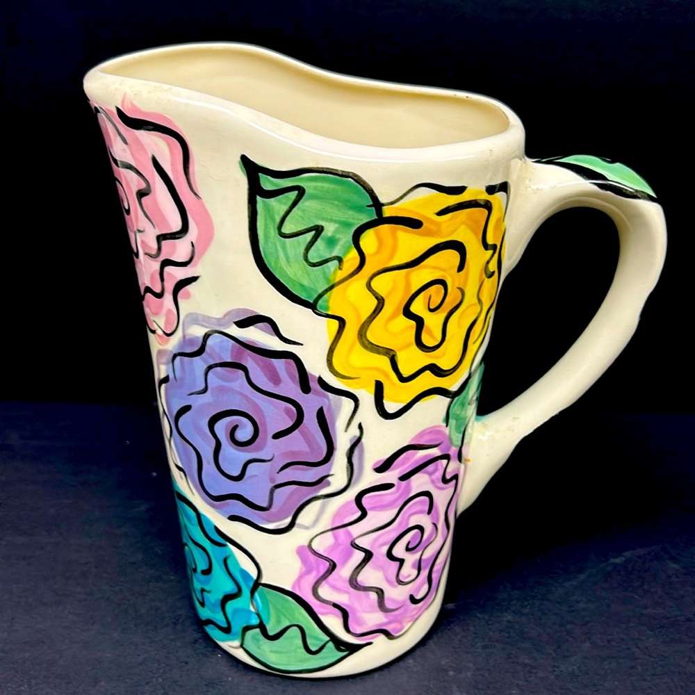 Vintage 1994 studio art pottery  glazed ceramic milk bag holder by  LISA MATHEWS